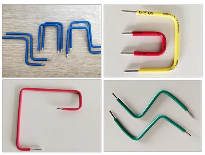Sample display of Wire Cutting Stripping Bending Machine, Strip Wire Bending Machine, Cabel Stripping Bending Machine Eksempel på udstilling af Wire Cutting Stripping Bending-maskine, Strip Wire Bending Machine, Cabel Stripping Bending Machine